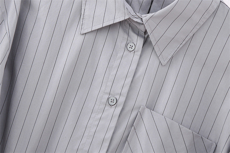 Women's Fashion Casual Striped Short Shirt