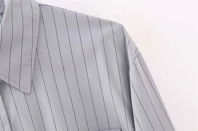 Women's Fashion Casual Striped Short Shirt