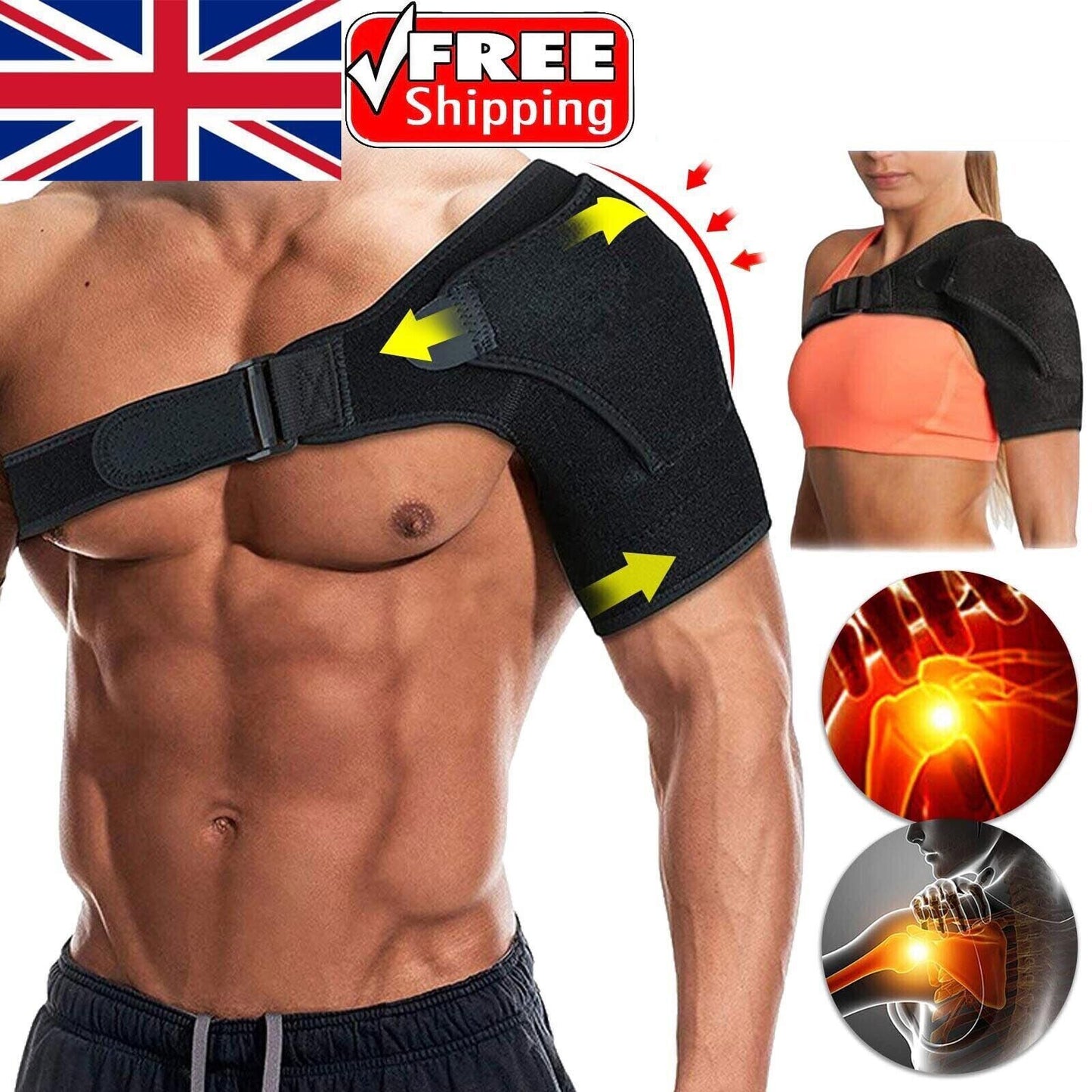 Left And Right Shoulder Brace Rotator Cuff Support Injury Dislocate Compression Stra