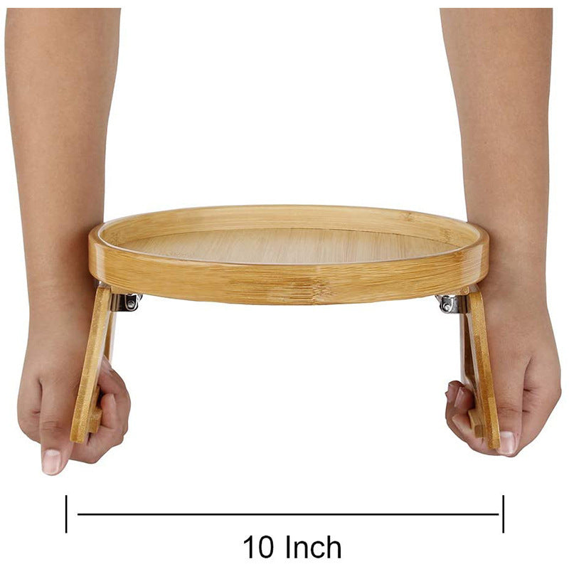 Round Storage Bamboo Tray Sofa With Legs Tray Foldable