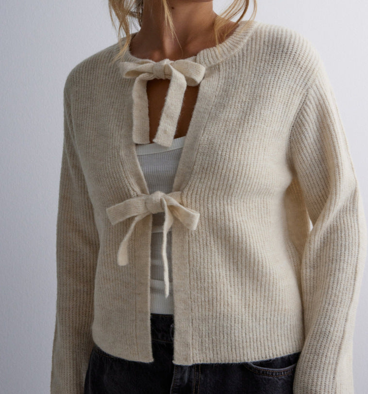 Women's Top Drawstring Cardigan Loose Sweater