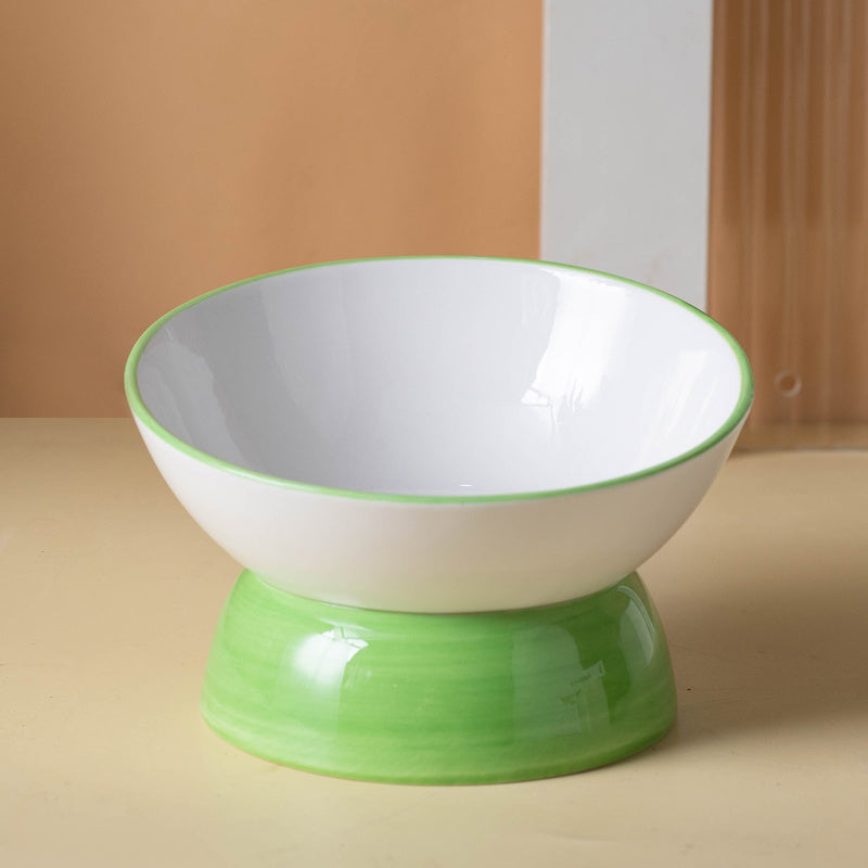 Pet Cats And Dogs Ceramic Tall Slanted Bowl