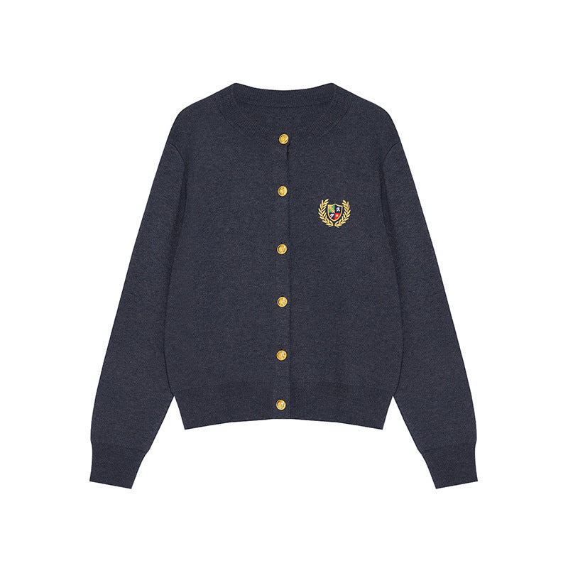 Knitted Round Neck Long Sleeve Coat For Women