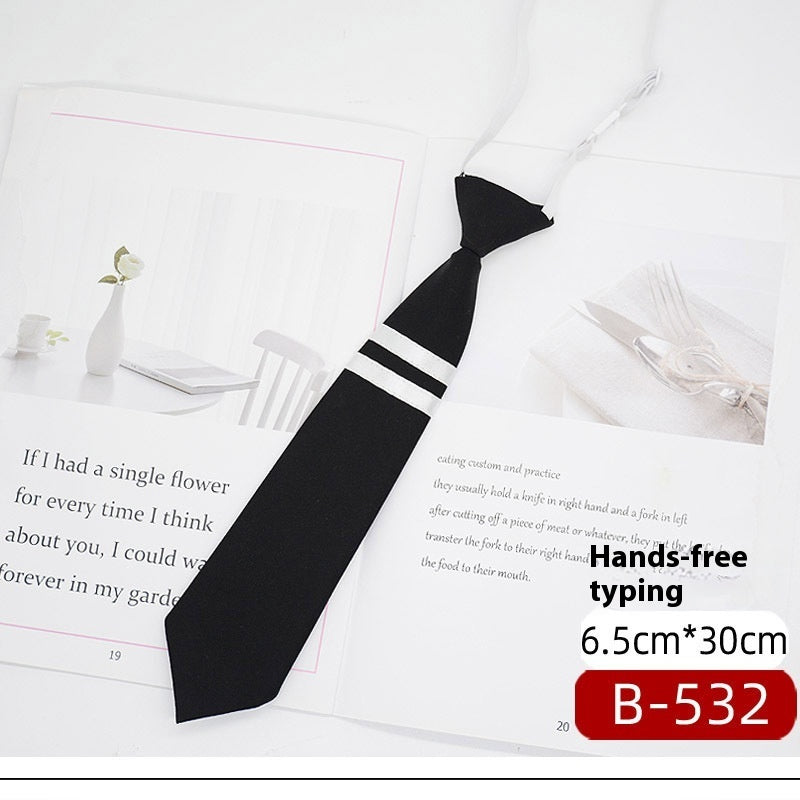 JK Tie Black Gray Plaid Striped Girl Bow