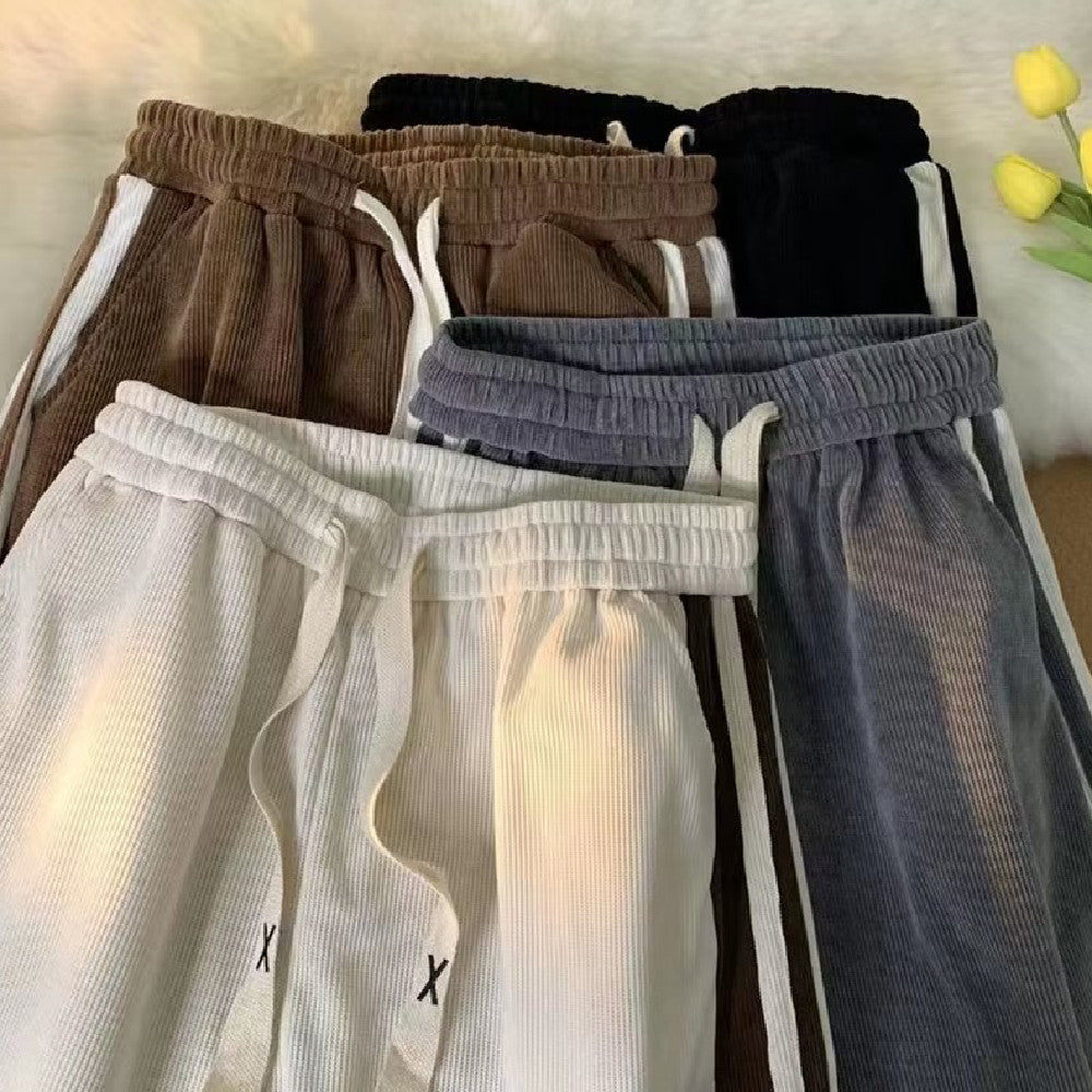 Striped Contrast Color Corduroy Casual Pants Men