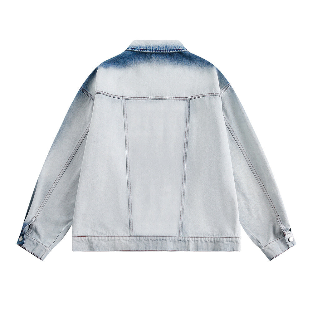 Tie-dye Gradient Denim Jacket Trendy Spring And Autumn Niche Design