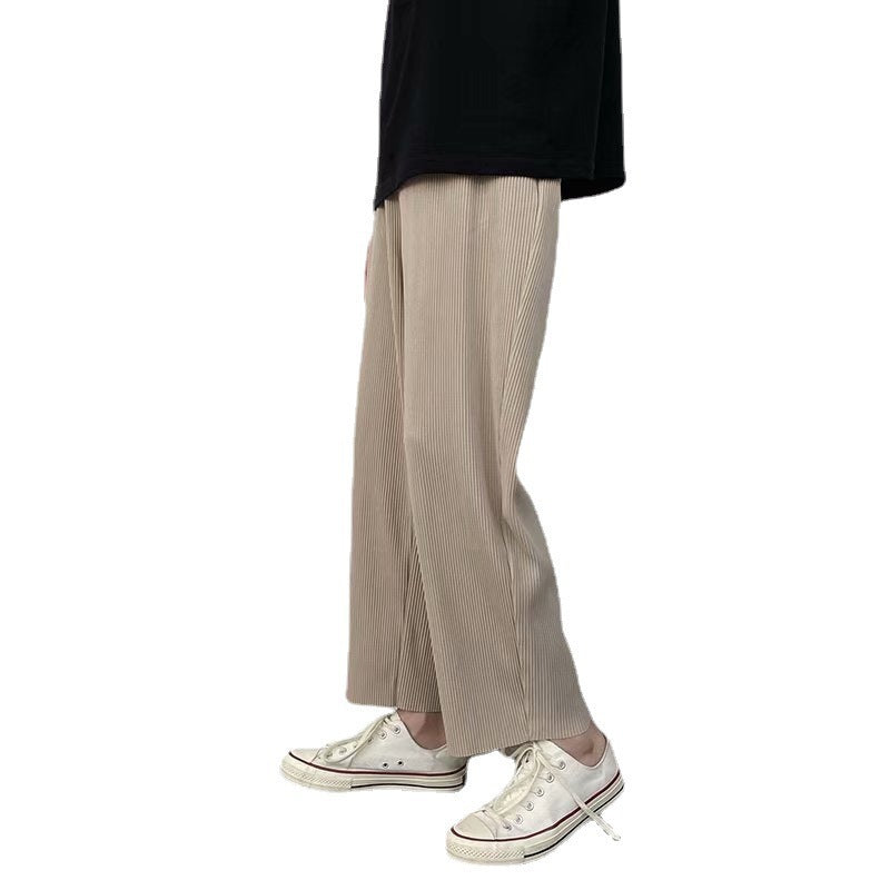Casual Pleated Straight Hong Kong Style Thin Wide-leg Pants