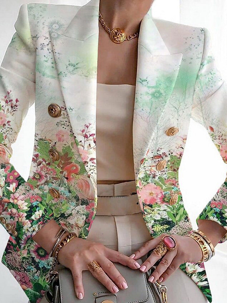 Women's Clothing Fashion Printed Suit Slim Fit