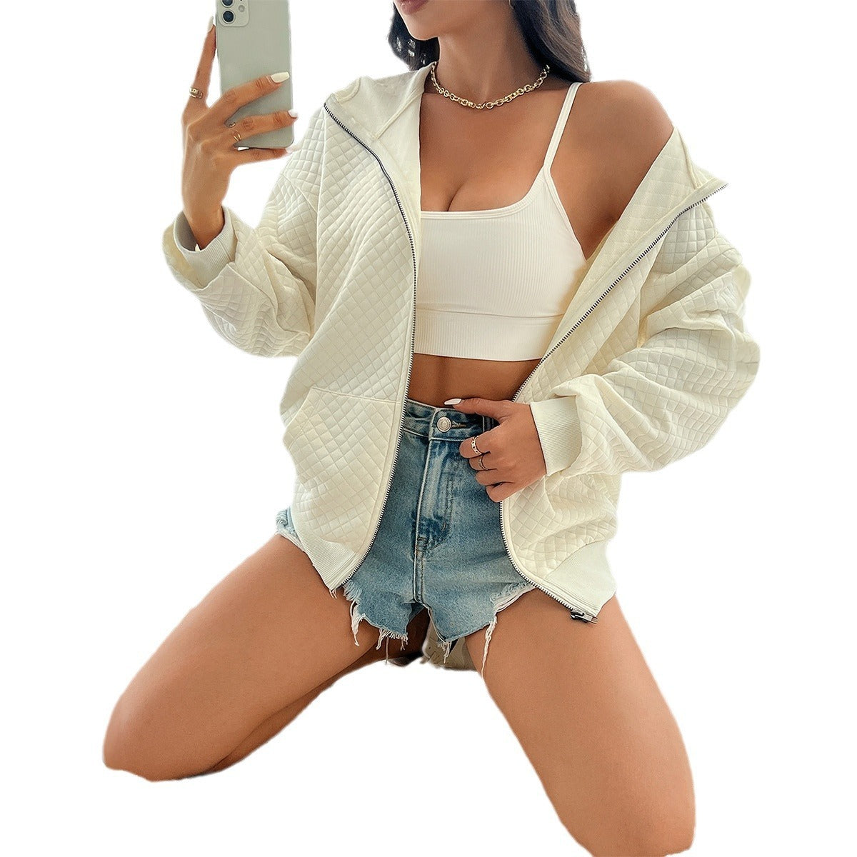 Leisure Loose Zip Cardigan Hooded Coat