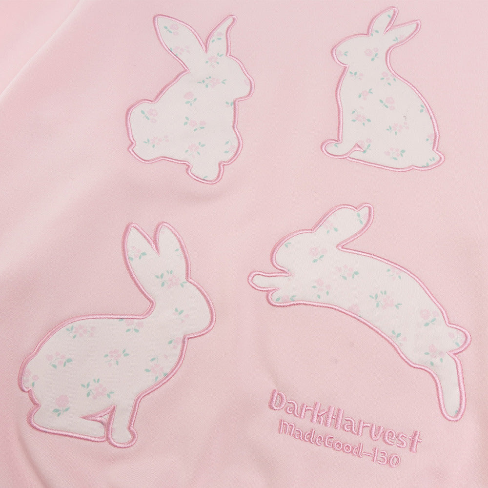 Creative Bunny Patch Embroidered Hoodie