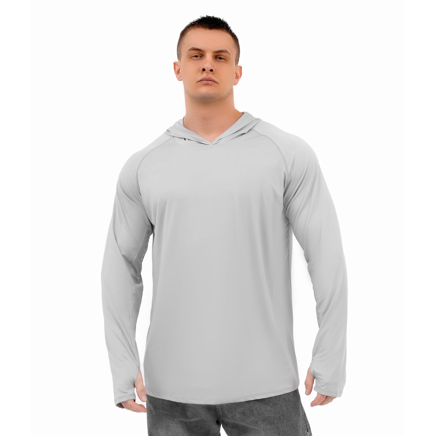 Finger Fit Design Summer Men's Long Sleeve Hooded Sun-proof Top
