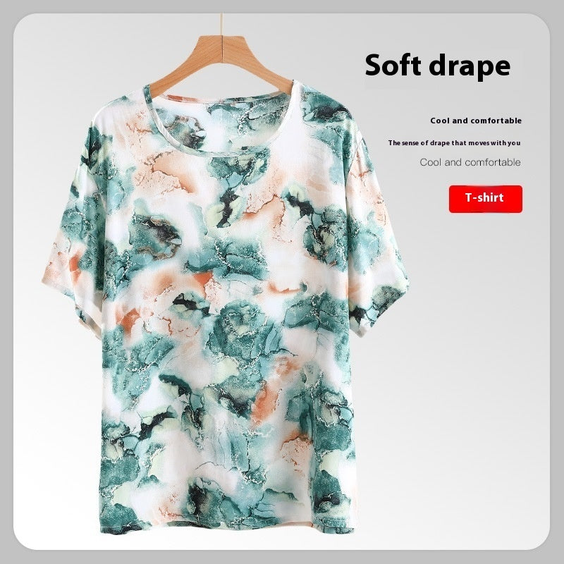 Men's Cotton Short Sleeve Artificial Cotton Plus Size Loose Top