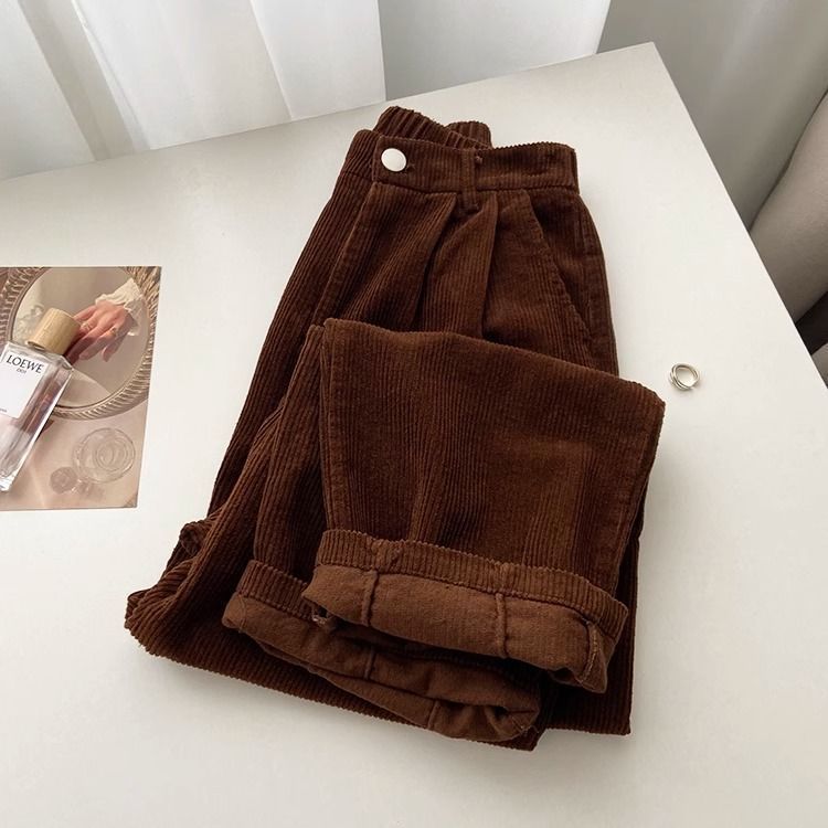 Suit Pants Women's High Waist Corduroy Slimming