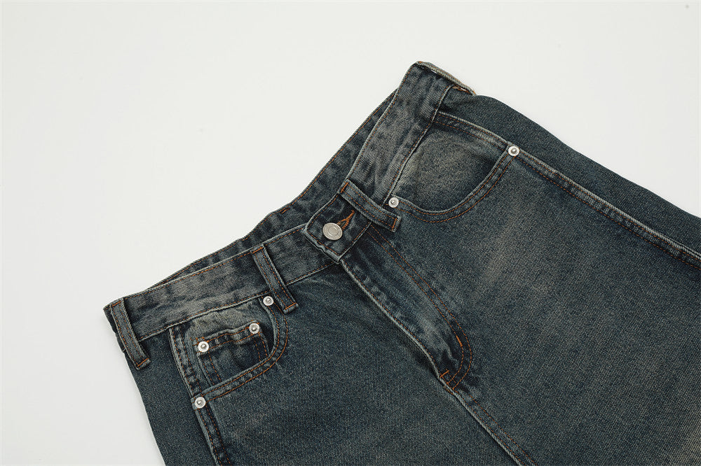 American-style Side Stitching Washed Jeans