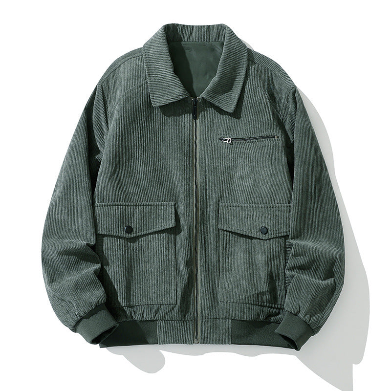 Men's Jacket All-match Work Handsome Top Trendy Youth Corduroy Jacket