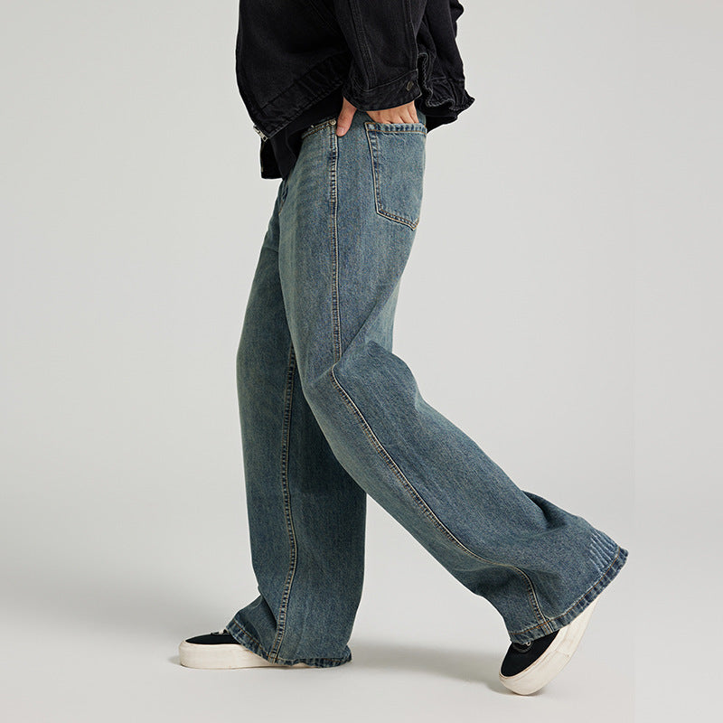 Men's Retro Loose Wide Leg Ripped Jeans