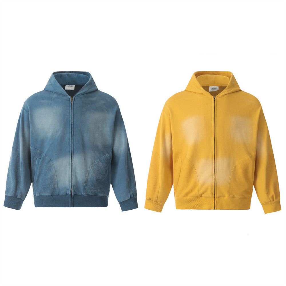 Waste Soil Tie-dyed Washed Sweater Coat For Men