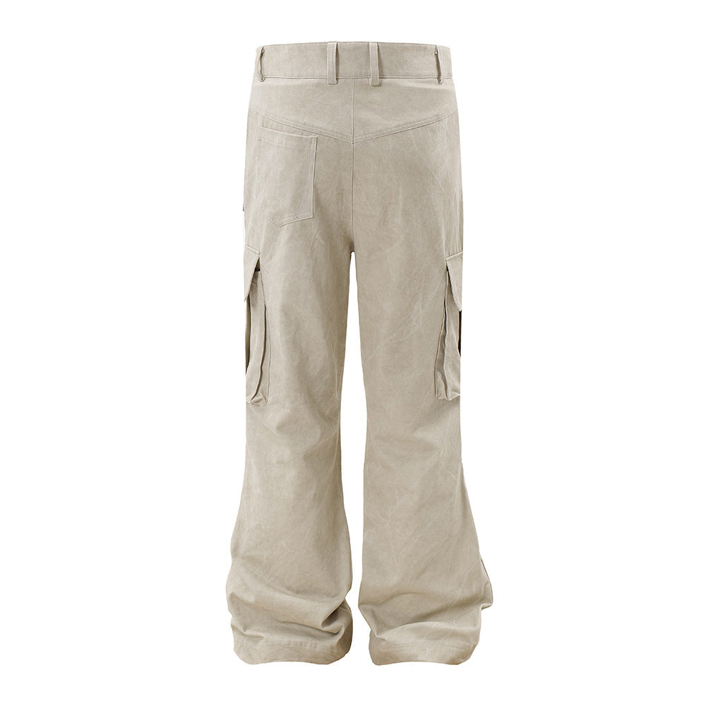 Men's Slightly Flared Rivet Decorative Loose Wide-leg Pants