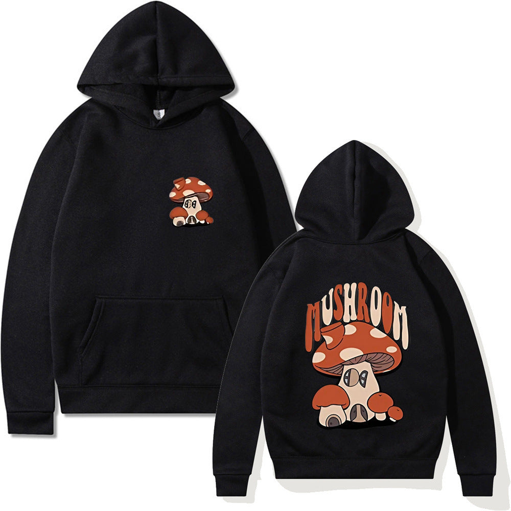 Printed Mushroom Top Men's And Women's Casual Loose-fitting Hoodie Sweater