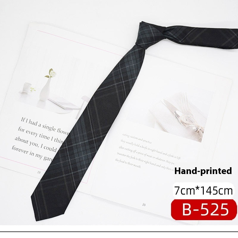 JK Tie Black Gray Plaid Striped Girl Bow