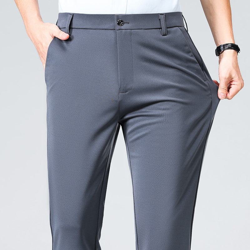 Men's Four-sided Elastic Ice Silk Trousers High Waist Breathable