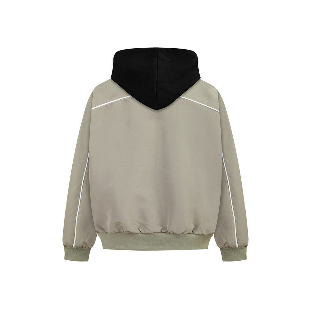 American High Street Letter Patch Embroidery Contrast Color Coat For Men