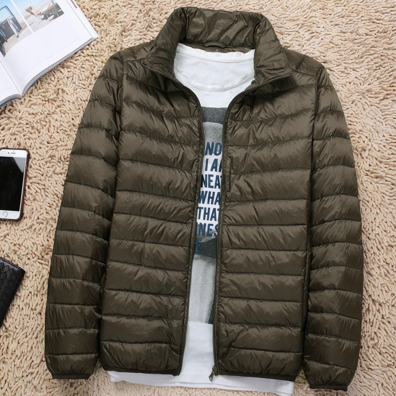 New Lightweight Stand-up Collar Down Jacket Men's Short White Duck Down Warm Fall Winter Coat