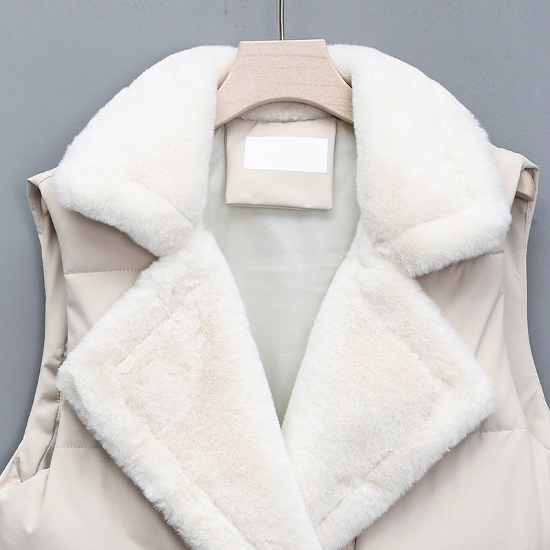 Thick Thermal Vest Korean Style Mid-length Versatile Solid Color