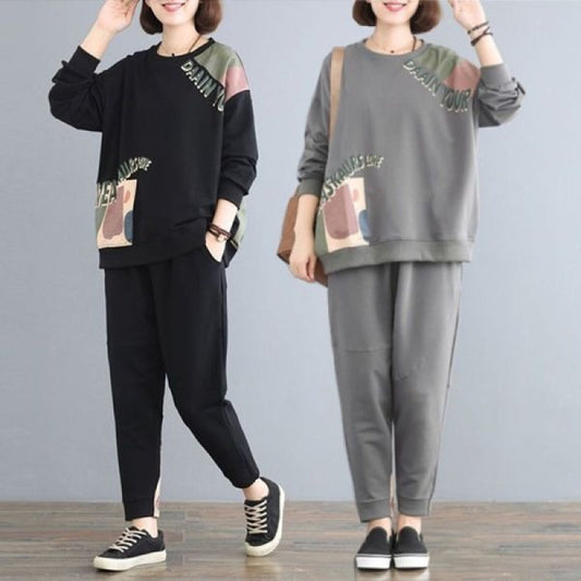 Leisure Sports Loose Long Sleeve Trousers Suit