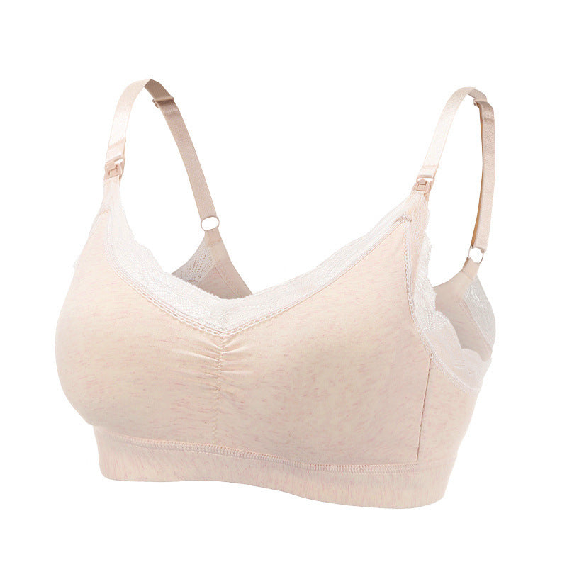 Pregnant Women's Small Lace Chest Cotton Nursing Bra Without Steel Ring