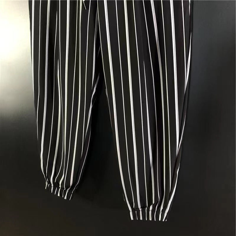 Stripes Harem Pants Loose Casual Ankle Tied Personality Trendy Skinny Pants