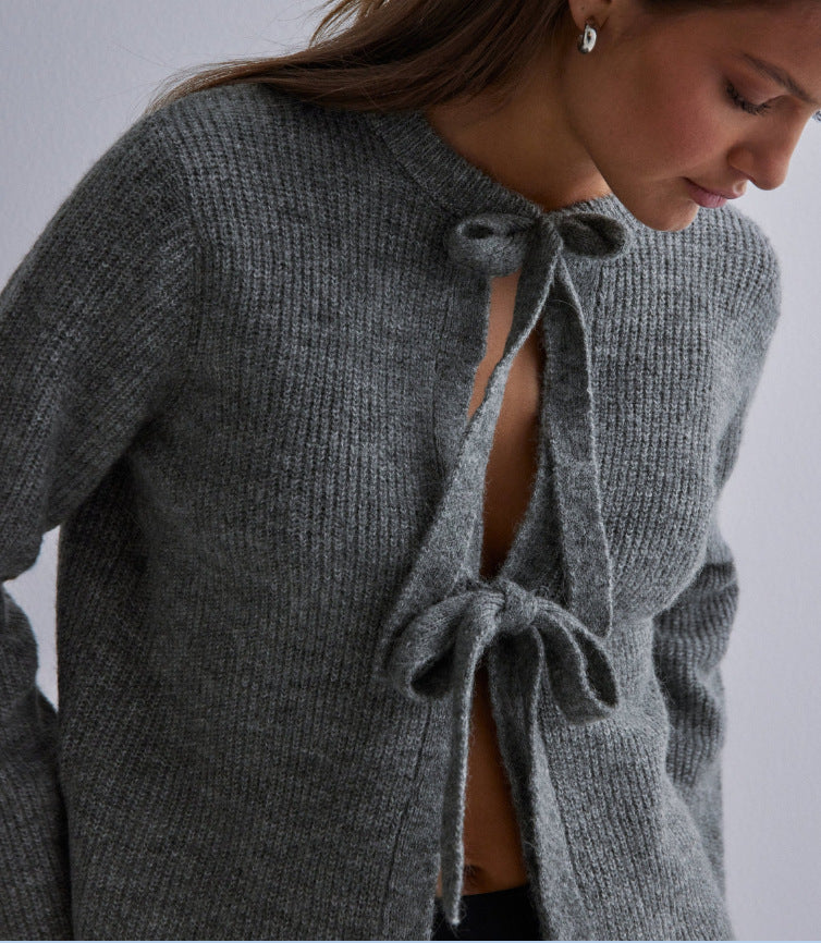 Women's Top Drawstring Cardigan Loose Sweater
