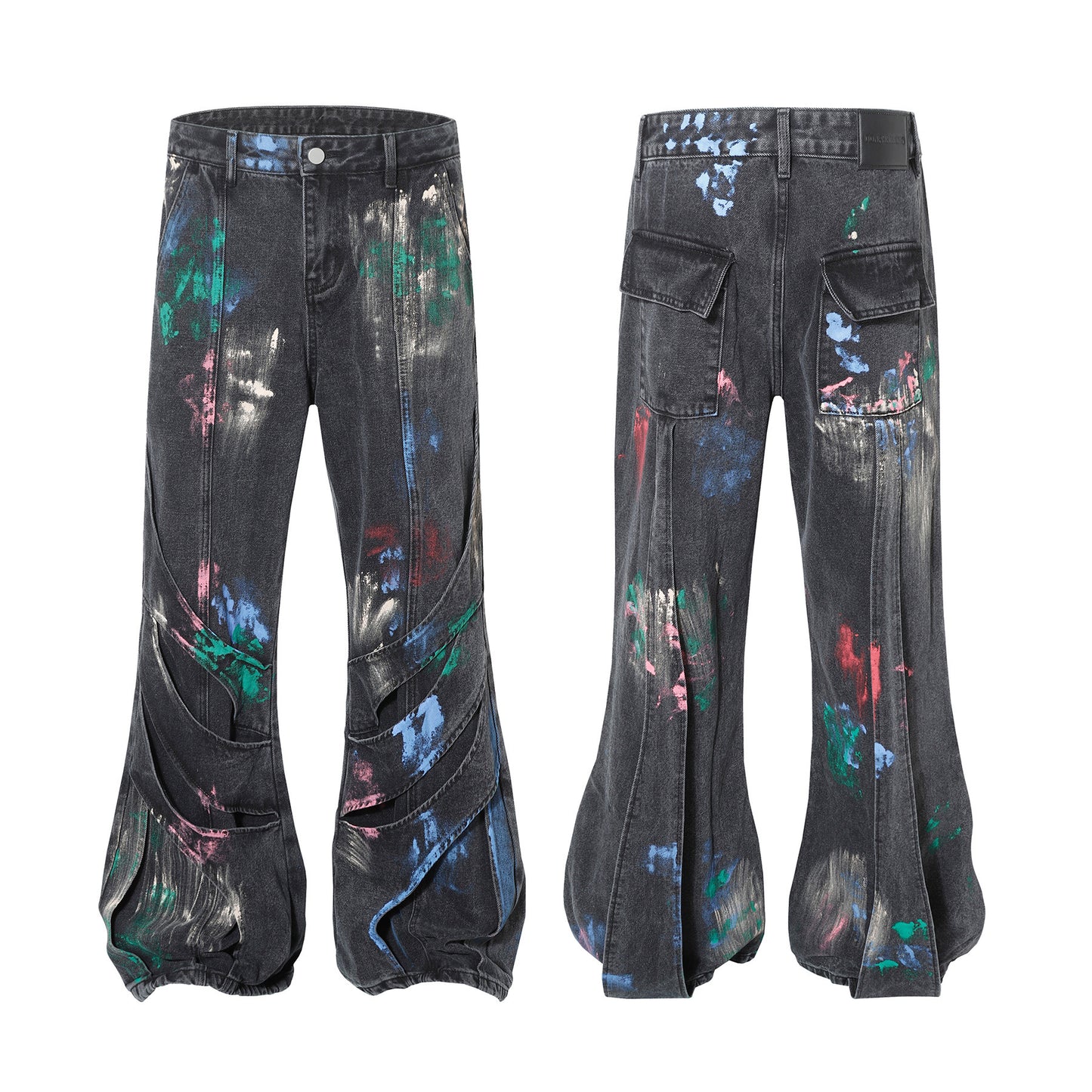 High Street Personalized Split Hand-painted Denim Trousers