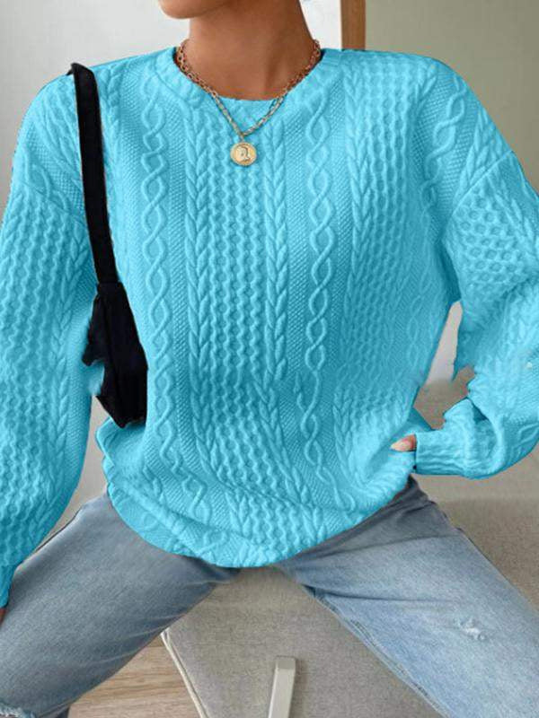 Women's Casual And Comfortable Jacquard Round Neck Sweater