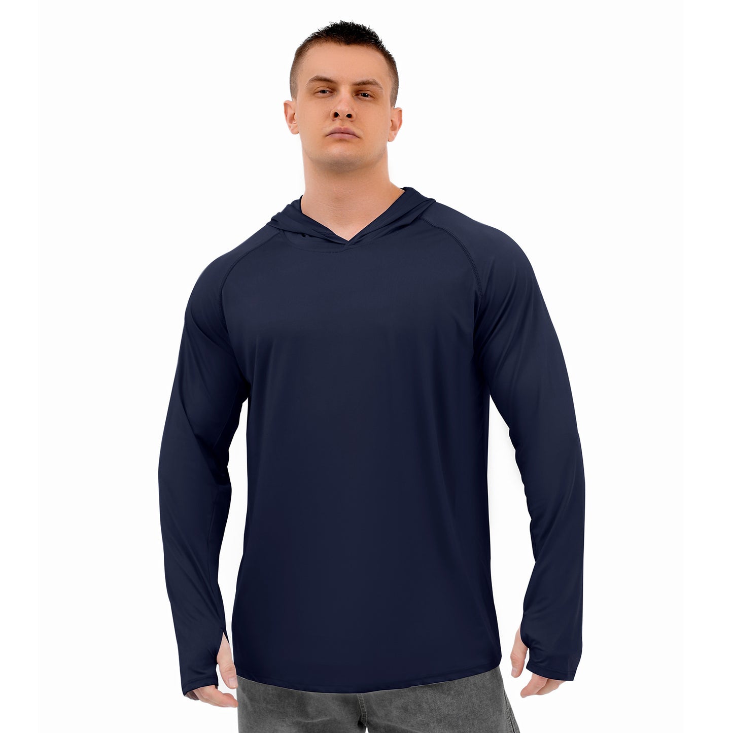Finger Fit Design Summer Men's Long Sleeve Hooded Sun-proof Top