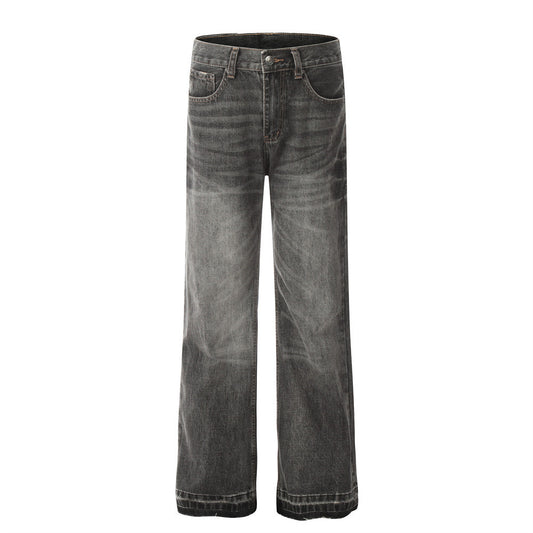 Men's Punk Old Wash Loose Burrs Straight-leg Trousers