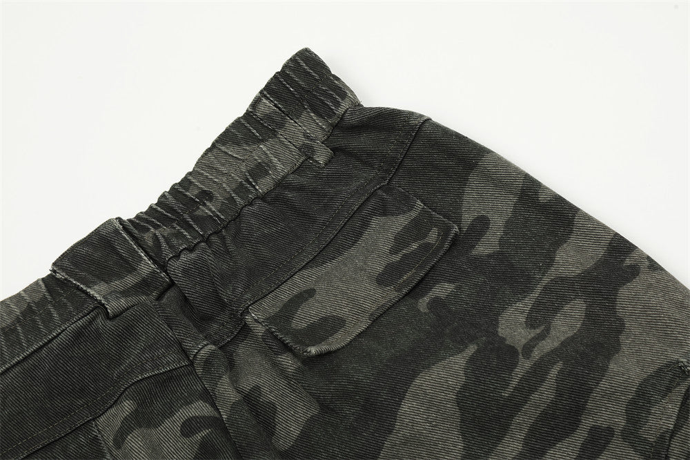 Men's Outdoor Camouflage Multi-pocket Design Sense Baggy Straight Trousers