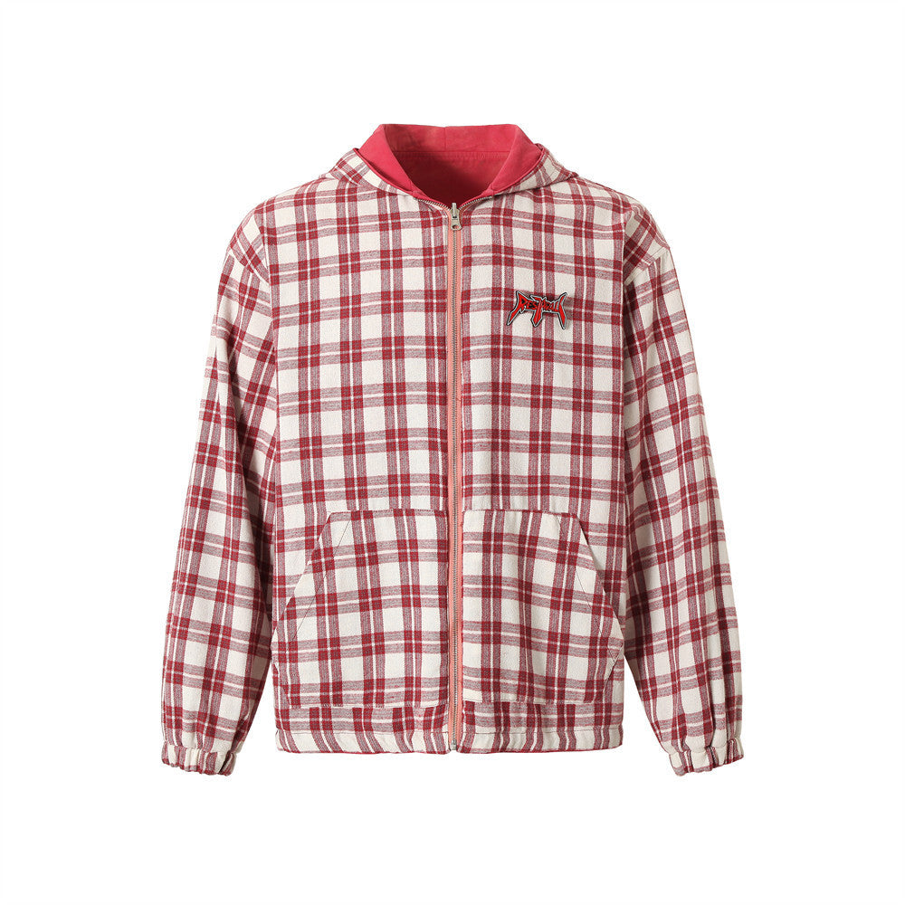 Both Sides Wear Jacket Men's European And American Fashion Inkjet Design Plaid