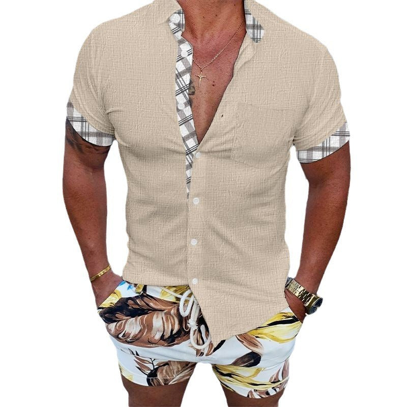 Lapel Beach Short Sleeve Shirt