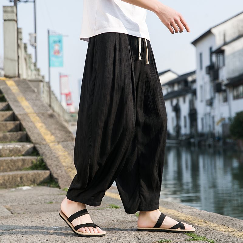 Men's Long Linen Loose Solid Color Casual Pants
