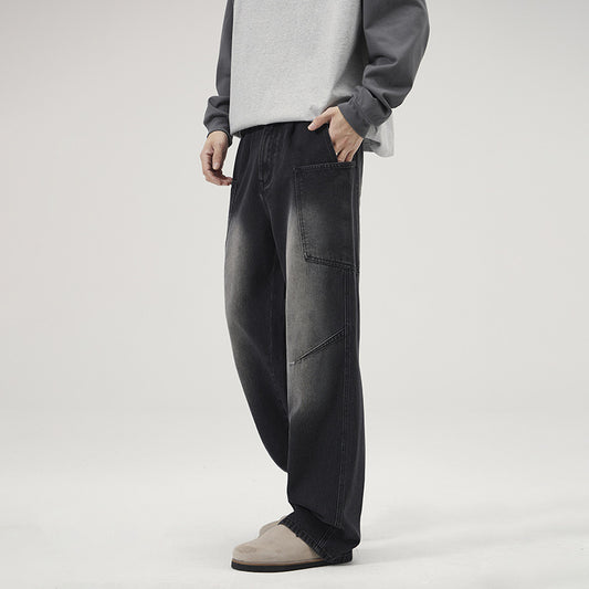 Men's Retro Multi-pocket Workwear Jeans Fashion Brand Straight Casual Trousers