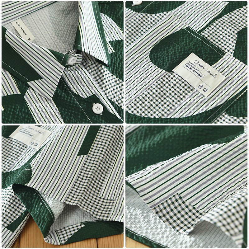 Men's Fashion Personalized Printed Casual Short-sleeved Shirt