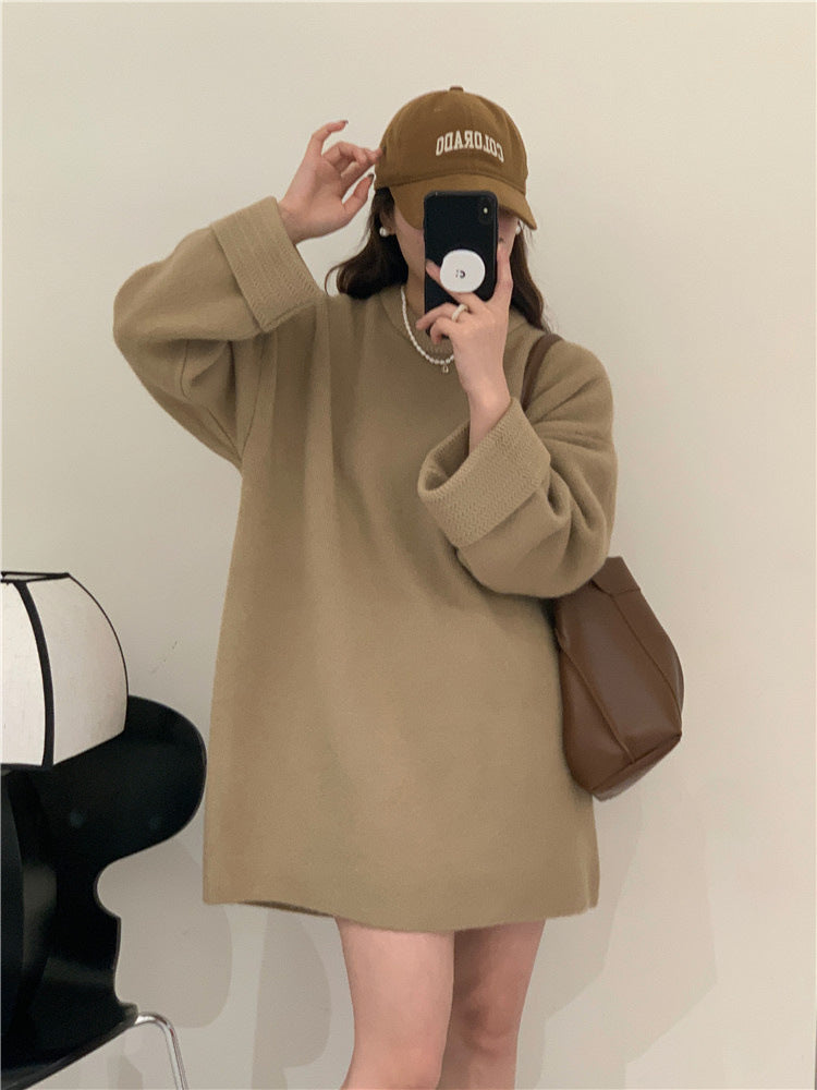 Medium Length Loose Thick Pullover Soft Glutinous Bottoming Sweater
