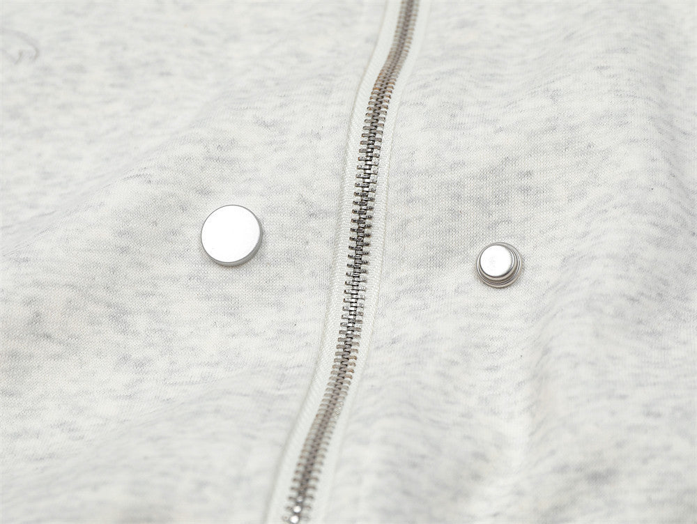 Two-way Zipper Solid Color Hooded Sweater