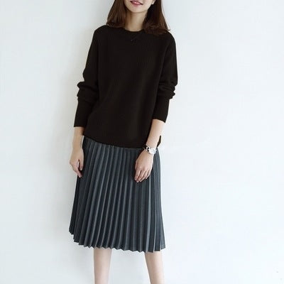 Solid Color Loose-fitting Large Size Knitted Bottoming Shirt