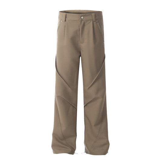 Men's Loose Solid Color Leg Zipper Bootcut Trousers