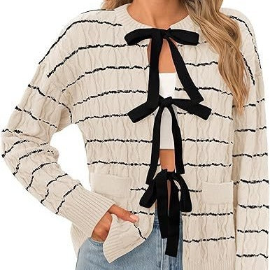 Women's Knitted Cardigan Tied Top