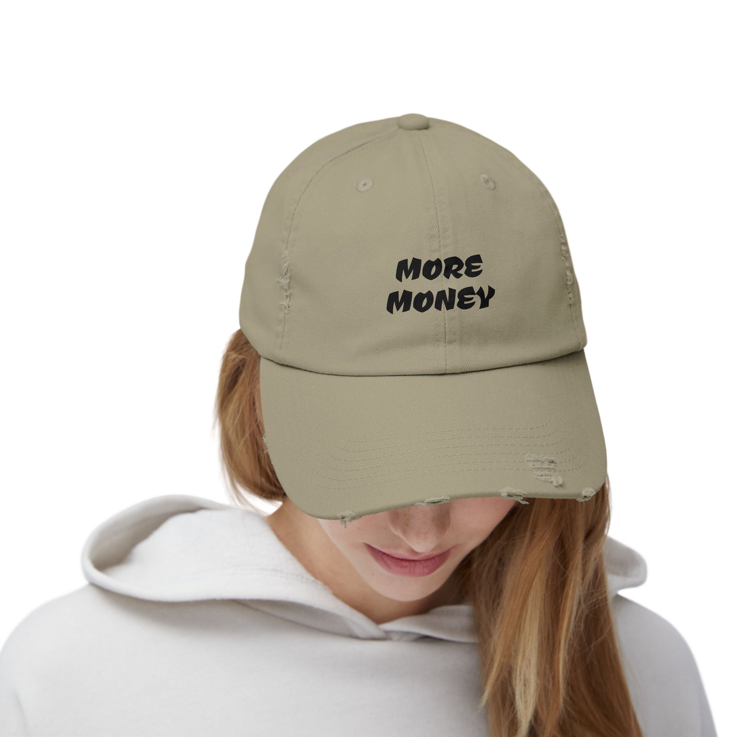 Unisex Distressed Cap - More Money Fashion Hat for Everyday Style