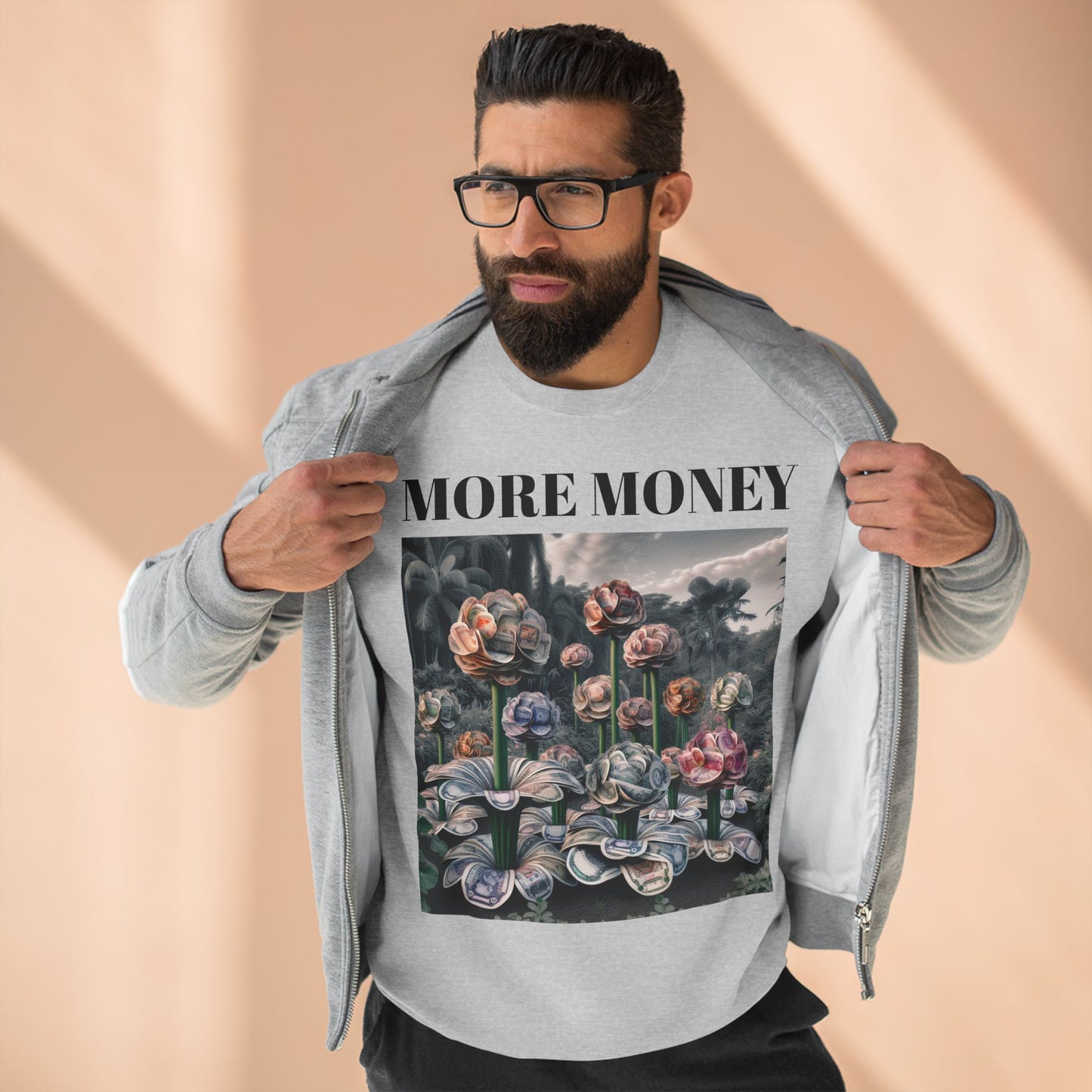 More Money Unisex Crewneck Sweatshirt - Inspirational Floral Design
