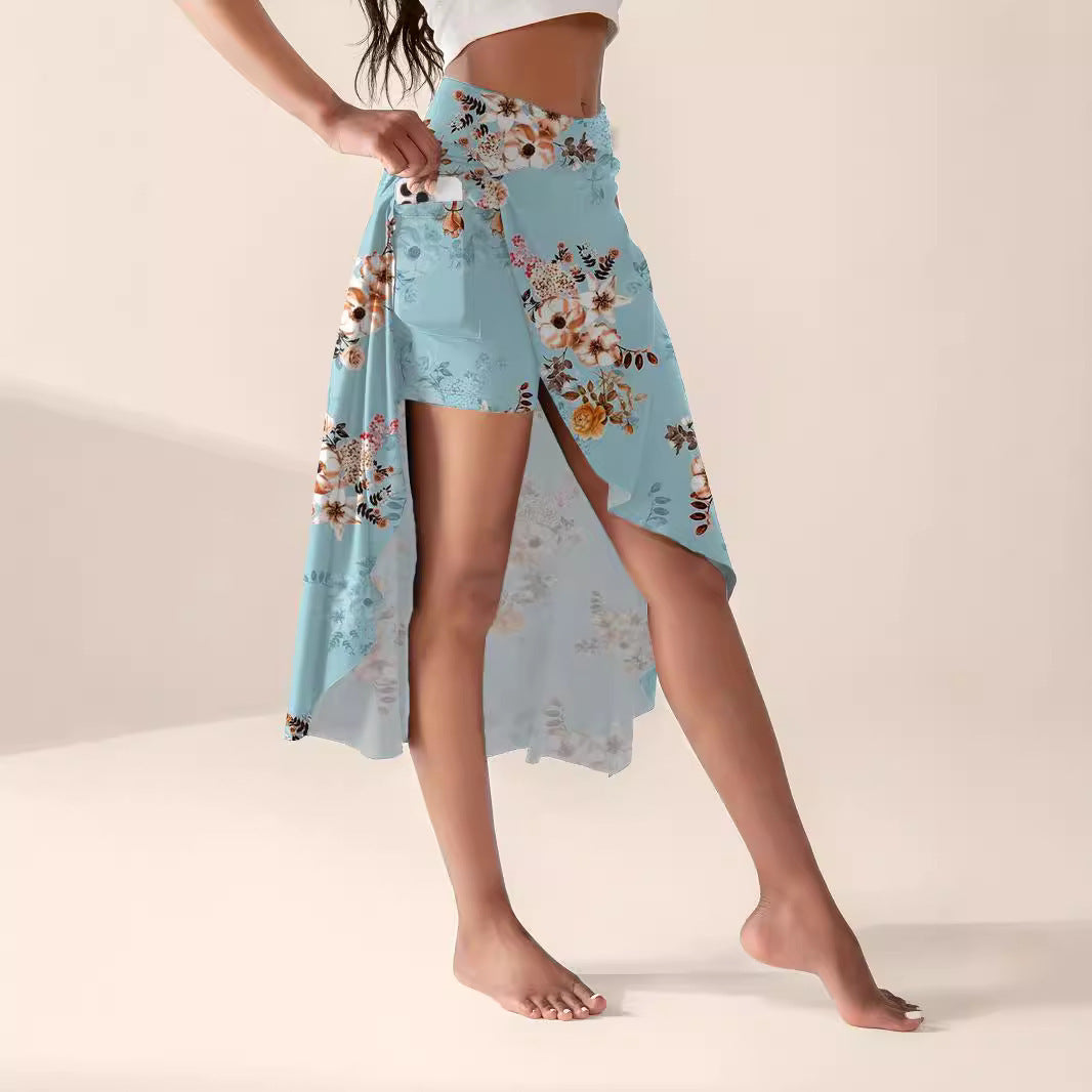 Split Pocket Inner Shorts Skirt New Flower Women's Clothing